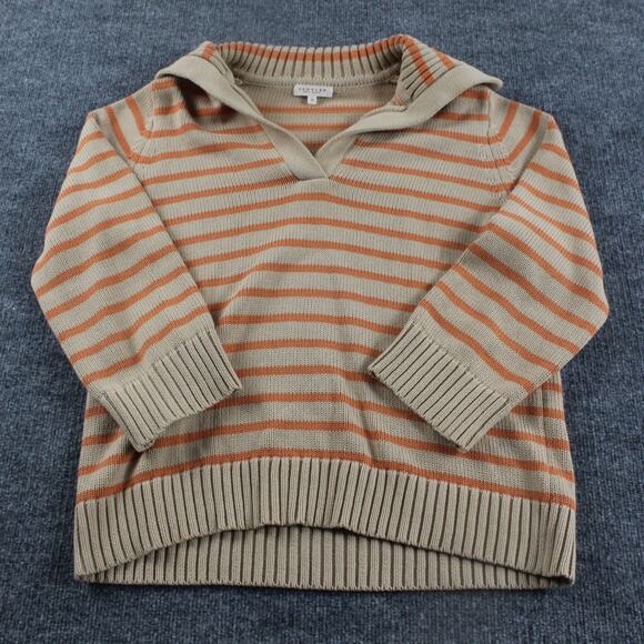 Demylee Sweater Womens XS Leigh Stripe Tan Orange Striped Pullover Knit Preppy - Picture 4 of 10